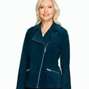 NWOT Dennis Basso Suede Motorcycle Jacket